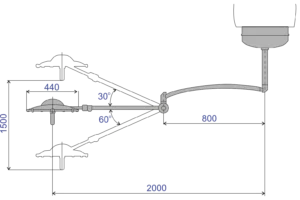 EMALED 300D tutkimusvalo mitat