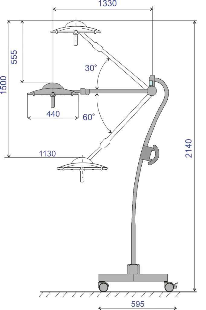 EMALED 300F tutkimusvalo mitat