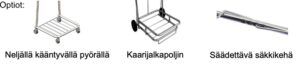 Jäte ja pyykkivaunu jalkapolkimella 75L optiot