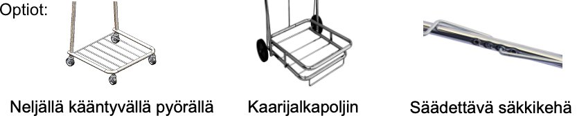 Jäte ja pyykkivaunu jalkapolkimella 75L optiot
