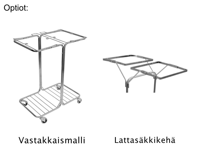 Jätesäkkiteline 2x150L vastakkaismalli ja lattasäkkikehä